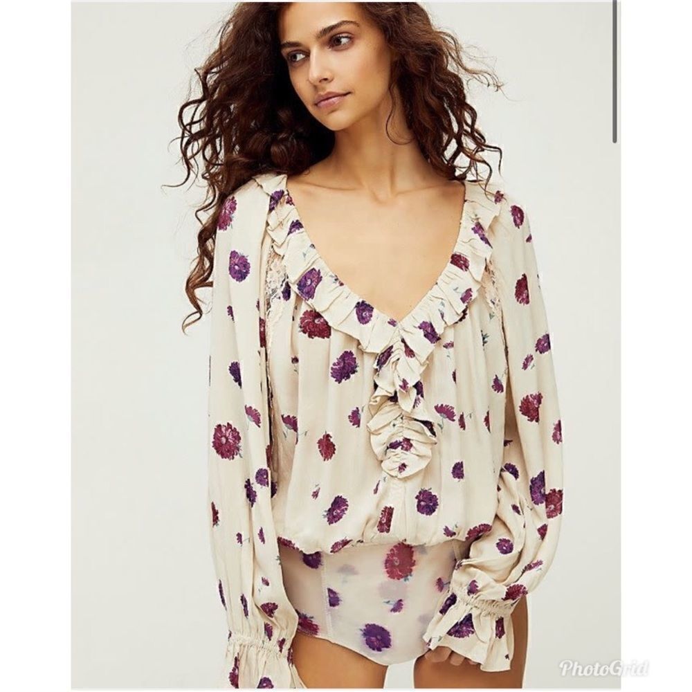 Revolve Free People Floral Poppy Printed Bodysuit NWOT